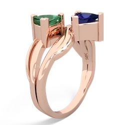 Lab Emerald Split Band Swirl 14K Rose Gold ring R2341