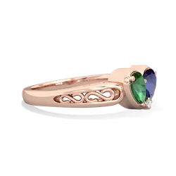 Lab Emerald Filligree 'One Heart' 14K Rose Gold ring R5070