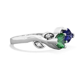 Lab Emerald Floral Elegance 14K White Gold ring R5790