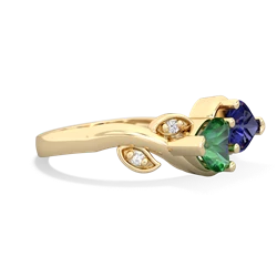 Lab Emerald Floral Elegance 14K Yellow Gold ring R5790