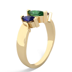 Lab Emerald Three Peeks 14K Yellow Gold ring R2433