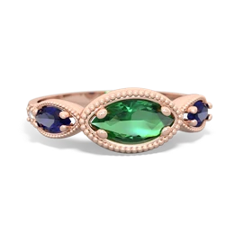 Lab Emerald Milgrain Marquise 14K Rose Gold ring R5700