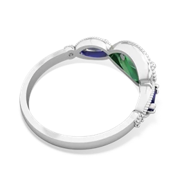 Lab Emerald Milgrain Marquise 14K White Gold ring R5700