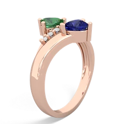 Lab Emerald Heart To Heart 14K Rose Gold ring R2064