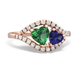 Lab Emerald Mother And Child 14K Rose Gold ring R3010