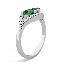 Lab Emerald Mother And Child 14K White Gold ring R3010