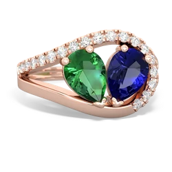 Lab Emerald Nestled Heart Keepsake 14K Rose Gold ring R5650