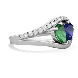 Lab Emerald Nestled Heart Keepsake 14K White Gold ring R5650