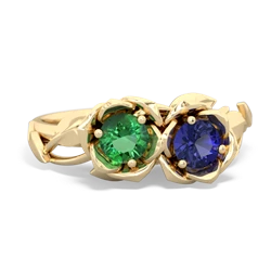 Lab Emerald Rose Garden 14K Yellow Gold ring R5510