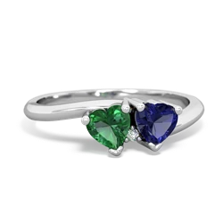 Lab Emerald Sweethearts 14K White Gold ring R5260