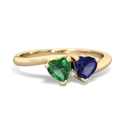 Lab Emerald Sweethearts 14K Yellow Gold ring R5260