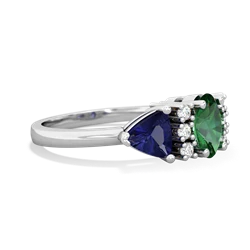 Lab Emerald Antique Style Three Stone 14K White Gold ring R2186