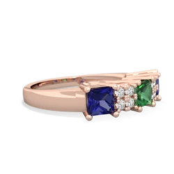 Lab Emerald Three Stone Diamond Cluster 14K Rose Gold ring R2592