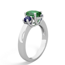 Lab Emerald Three Stone Oval Trellis 14K White Gold ring R4024