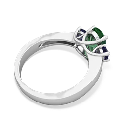 Lab Emerald Three Stone Oval Trellis 14K White Gold ring R4024