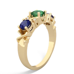 Lab Emerald Hugs And Kisses 14K Yellow Gold ring R5016