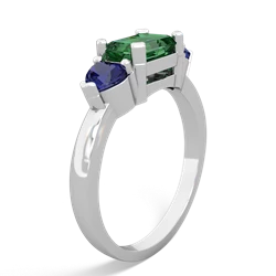 Lab Emerald Three Stone 14K White Gold ring R5235