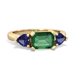 Lab Emerald Three Stone 14K Yellow Gold ring R5235