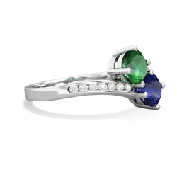 Lab Emerald Channel Set Two Stone 14K White Gold ring R5303