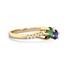 Lab Emerald Infinity Pave Two Stone 14K Yellow Gold ring R5285