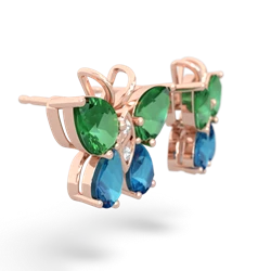 Lab Emerald Butterfly 14K Rose Gold earrings E2215