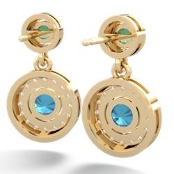 Lab Emerald Halo Dangle 14K Yellow Gold earrings E5319