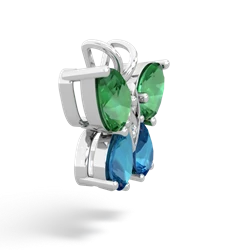 Lab Emerald Butterfly 14K White Gold pendant P2215