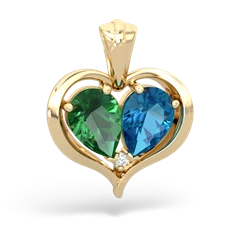 Lab Emerald Two Become One 14K Yellow Gold pendant P5330