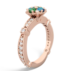 Lab Emerald Sparkling Tiara Cluster 14K Rose Gold ring R26293RD