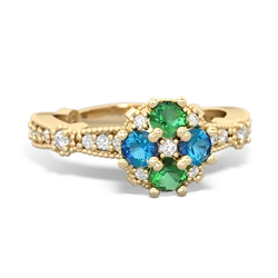 Lab Emerald Sparkling Tiara Cluster 14K Yellow Gold ring R26293RD