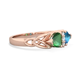 Lab Emerald Celtic Knot Double Heart 14K Rose Gold ring R5040