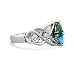 Lab Emerald Keepsake Celtic Knot 14K White Gold ring R5300