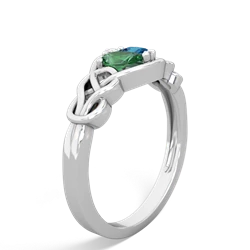 Lab Emerald Celtic Love Knot 14K White Gold ring R5420