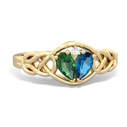 Lab Emerald Celtic Love Knot 14K Yellow Gold ring R5420