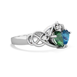 Lab Emerald 'One Heart' Celtic Knot Claddagh 14K White Gold ring R5322