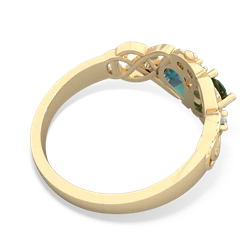 Lab Emerald 'One Heart' Celtic Knot Claddagh 14K Yellow Gold ring R5322