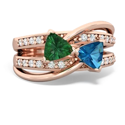 Lab Emerald Bowtie 14K Rose Gold ring R2360