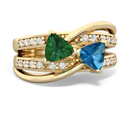 Lab Emerald Bowtie 14K Yellow Gold ring R2360