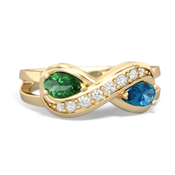 Lab Emerald Diamond Infinity 14K Yellow Gold ring R5390