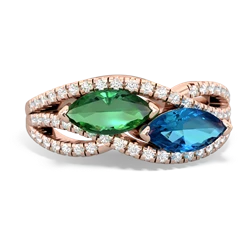 Lab Emerald Diamond Rivers 14K Rose Gold ring R3070