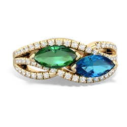 Lab Emerald Diamond Rivers 14K Yellow Gold ring R3070