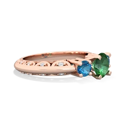 Lab Emerald Art Deco Eternal Embrace Engagement 14K Rose Gold ring C2003