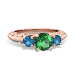 Lab Emerald Art Deco Eternal Embrace Engagement 14K Rose Gold ring C2003