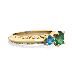 Lab Emerald Art Deco Eternal Embrace Engagement 14K Yellow Gold ring C2003