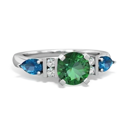 Lab Emerald 6Mm Round Eternal Embrace Engagement 14K White Gold ring R2005