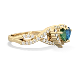 Lab Emerald Diamond Twist 'One Heart' 14K Yellow Gold ring R2640HRT