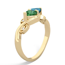 Lab Emerald Floral Elegance 14K Yellow Gold ring R5790