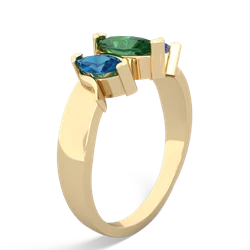 Lab Emerald Three Peeks 14K Yellow Gold ring R2433