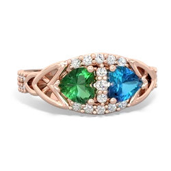 Lab Emerald Sparkling Celtic Knot 14K Rose Gold ring R2645