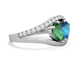 Lab Emerald Nestled Heart Keepsake 14K White Gold ring R5650